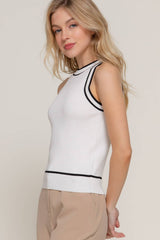 Contrast Stripe Halter Neck