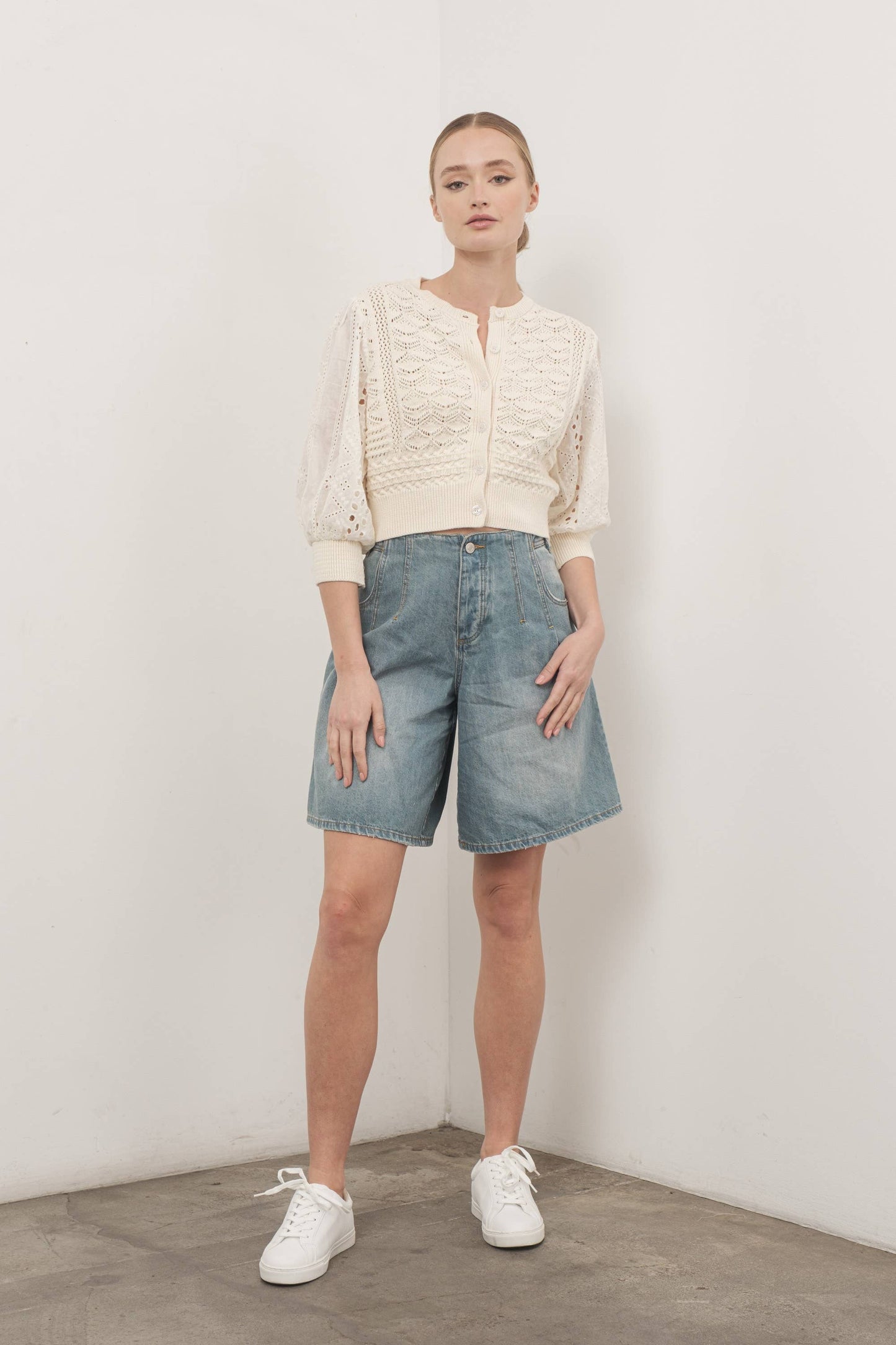 3/4 sleeve cardigan cream