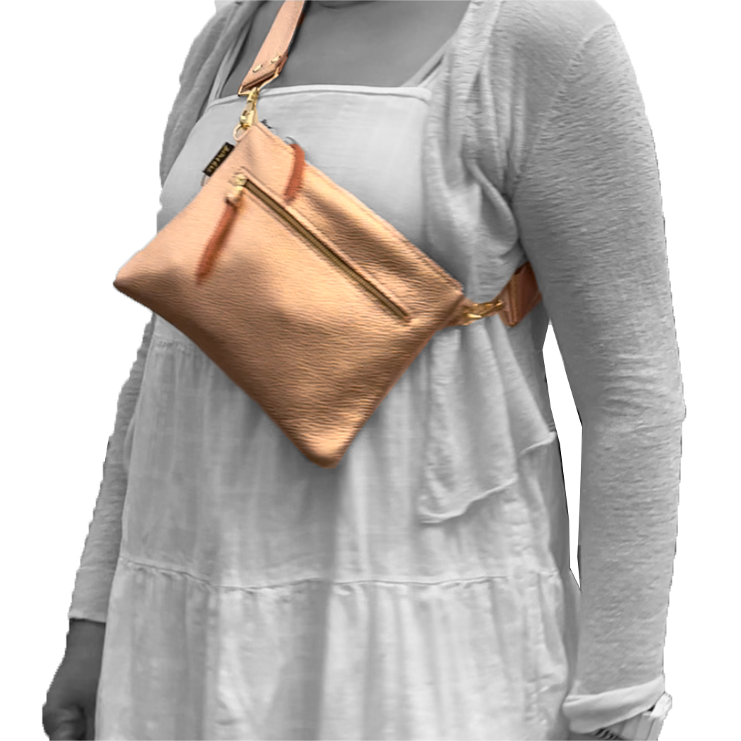 The Metallic Rita Crossbody and Hipbag: Jet