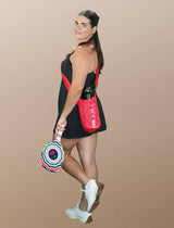 Drink Carrier Crossbody Bag Cup Holder Cherry Red