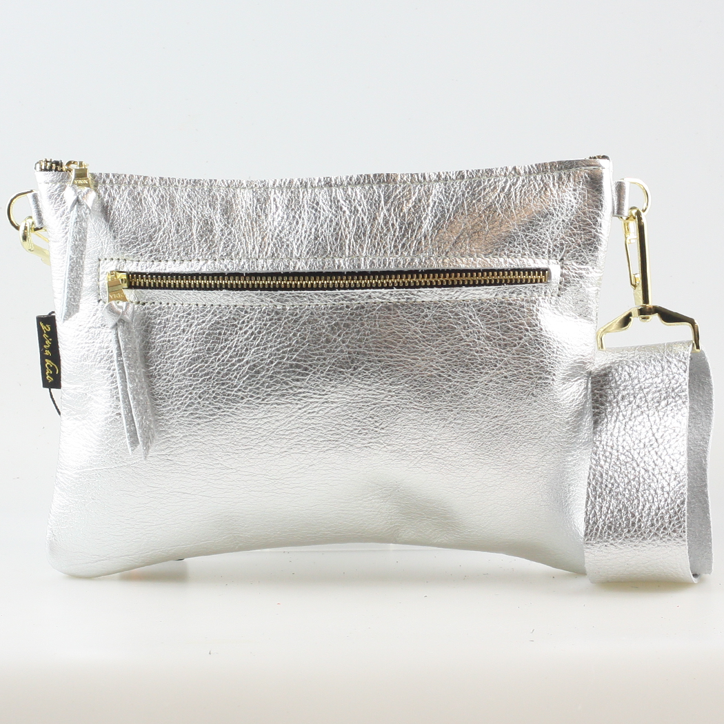 The Metallic Rita Crossbody and Hipbag: Pewter
