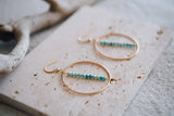 Gemstone and Gold Plated Drop Hoop Earring : Turquoise