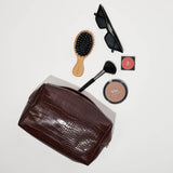 Croc Chic Cosmetic & Travel Organizer Pouch: Chocolate