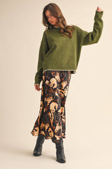 Olive Contrast Trim Sweater