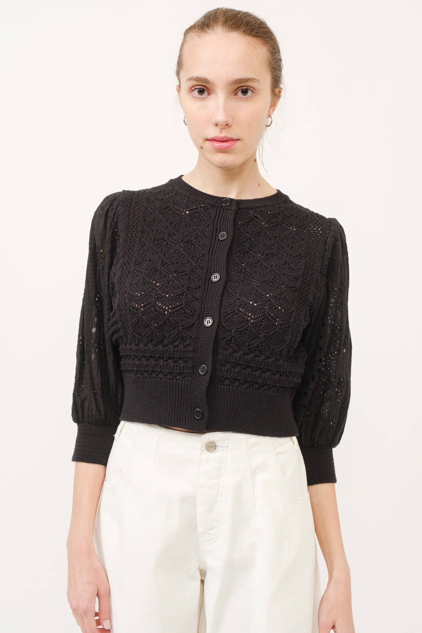 3/4 sleeve cardigan cream