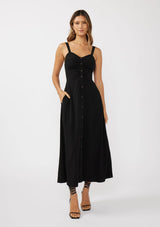 V-Neck Ruched Button Down Maxi