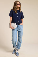 Short Sleeve Button Down Cardigan