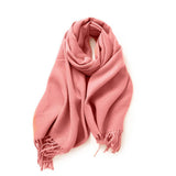 Fashion Scarf - Soft Faux Cashmere with Tassels_CWASC0174: DARKGREEN / (OS) 1
