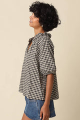 Alex Gingham Split Neck Blouse