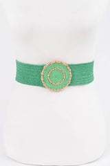 Faux Straw Elastic Belt: Ivory