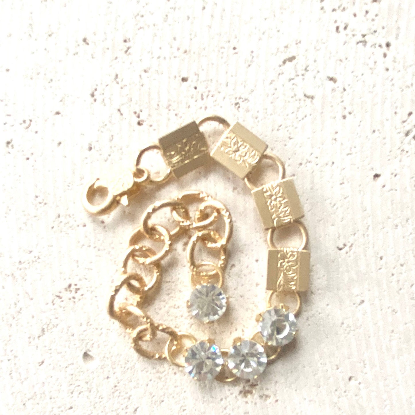 Crystal Bracelet Mixed Chain Vintage Style Boutique Salon: Burnished silver
