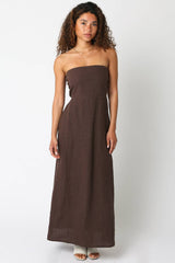 Brown Linen Maxi Dress