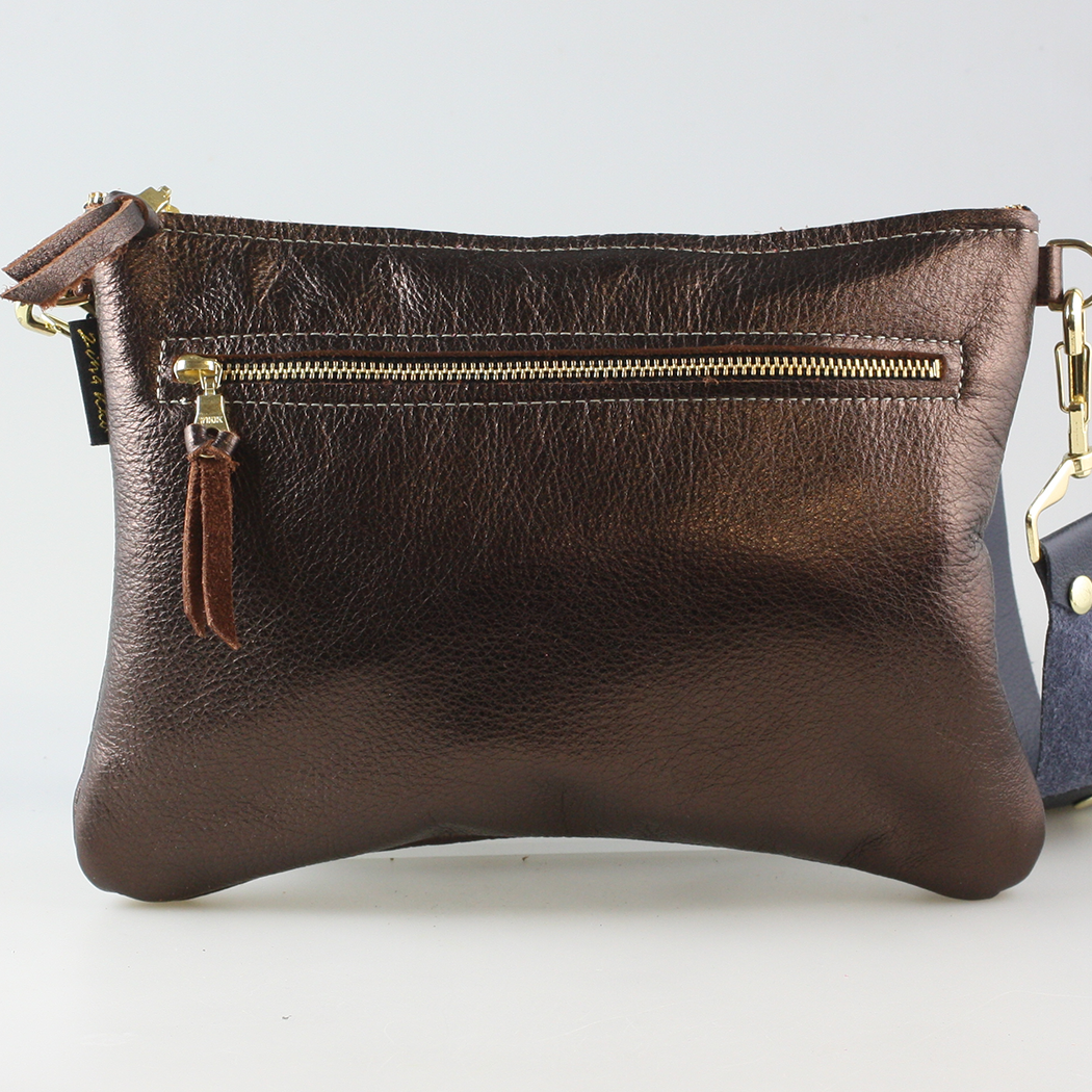 The Metallic Rita Crossbody and Hipbag: Pewter