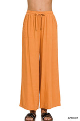 Wide-leg Linen Blend Pants With Pockets