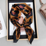 Leopard Print Square Satin Scarf