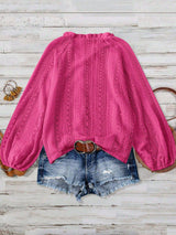 Lace V-Neck Button Down Blouse
