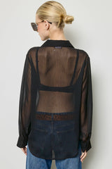 Sheer Stripe Button Down Blouse