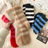 Striped Plush Socks Women Winter Thick Warm_CWMS02855: RED / (OS) 5