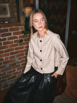 Whipstitch Faux Leater Jacket