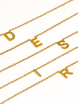 Desir 18K Gold Non-Tarnish Petite Classic Letter Necklace: Yellow Gold / D