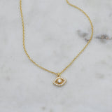 Tiny Evil Eye Necklace: Gold