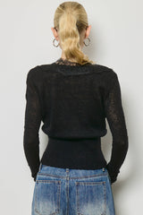 Lace Trim V Neck Knit Cardigan