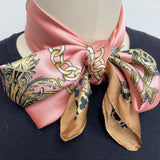 Wrapables Women's Satin Square Scarf, 26.5 x 26.5 Inch Neckerchief, Pink Insignia