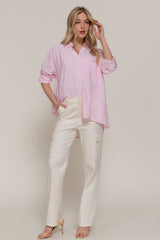 Long Dolman Sleeve Oversized Y/D Stripe Shirt