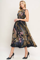 A printed woven midi dress - ID23111: Black / Contemporary / L
