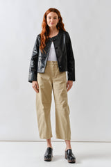 MAJ3284 WHIPSTITCH EDGE FAUX LEATHER JACEKT: BLACK / L