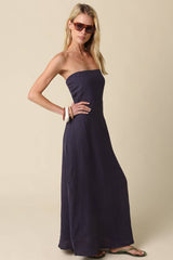 Brown Linen Maxi Dress