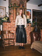 MAJ3284 WHIPSTITCH EDGE FAUX LEATHER JACEKT: BLACK / L