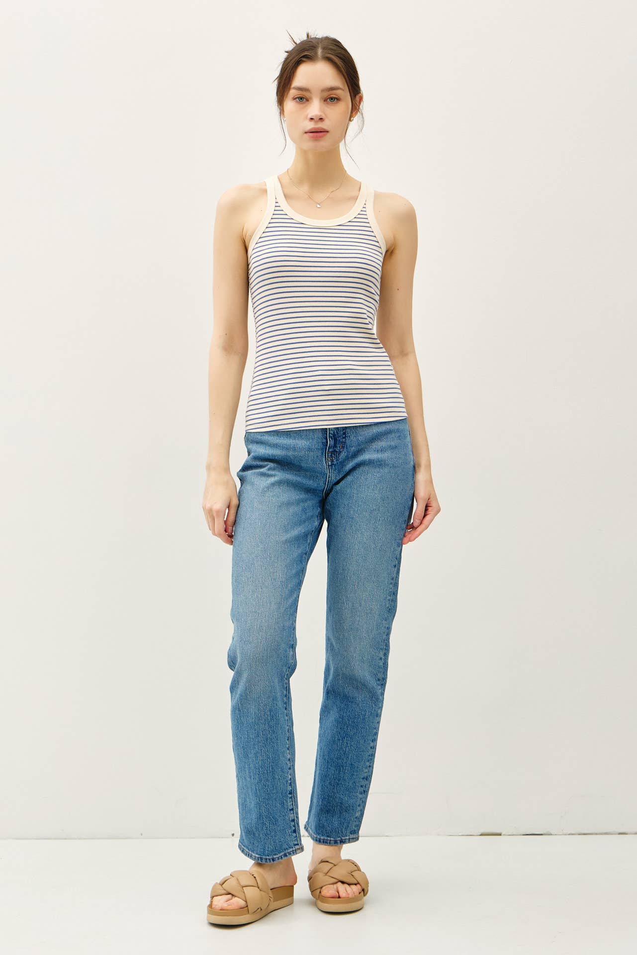 Olive cotton blend Stripeg