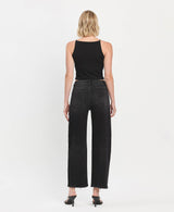 SUPER HIGH RISE BLACK PANEL BARREL JEANS T6589: INSTANT / 24