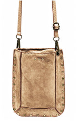 Shelby Suede Phone Bag: Camel