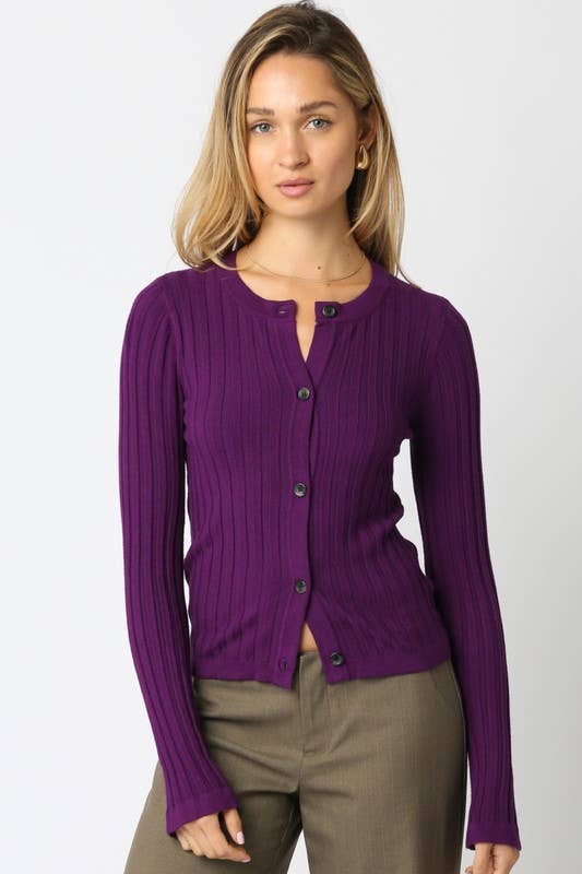 Haley Knit Button Top: Ecru