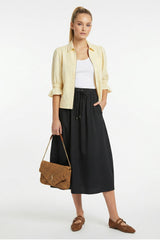 Tulip Midi Skirt: NAVY