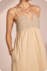 Top Stitch Bustier Linen Midi