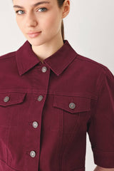 A washed twill jacket - FJ1300 BURGUNDY: Burgundy / Contemporary / L