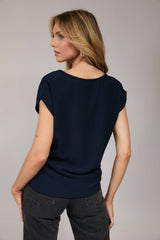 Side Twist Hem Short Sleeve Round Neck