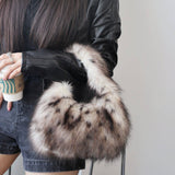 Winter Leopard Print Fluffy Handbag