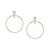 Cz triangle post hoop: Sterling silver