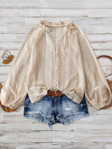 Lace V-Neck Button Down Blouse