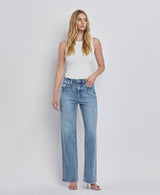 90'S SUPER HIGH RISE MEDIUM WASH WIDE JEANS T6242: LEAPING WATER / 24