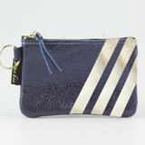 The Kara Wallet: 3 Side Stripes: Moss w/Platinum Stripes / Lobster