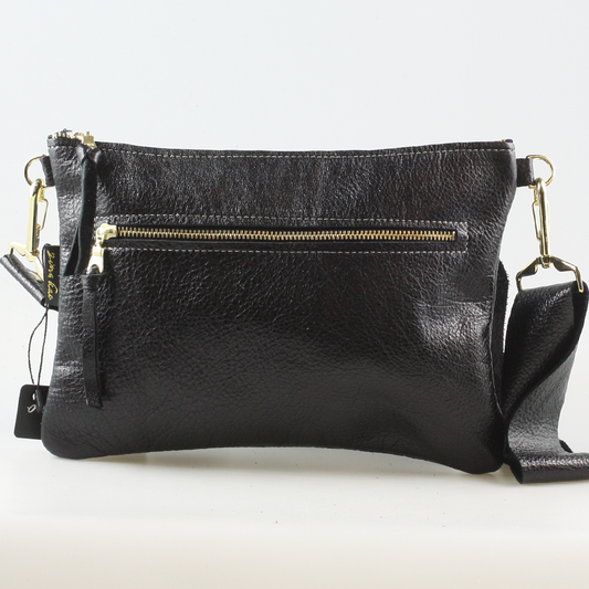The Metallic Rita Crossbody and Hipbag: Jet
