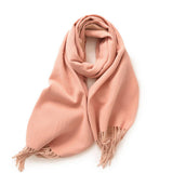 Fashion Scarf - Soft Faux Cashmere with Tassels_CWASC0174: DARKGREEN / (OS) 1