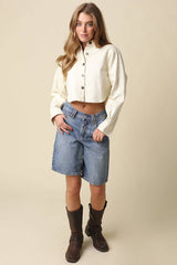 Madge Cropped Shirt: Ecru / S