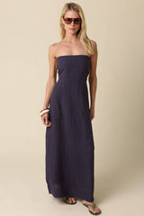 Brown Linen Maxi Dress