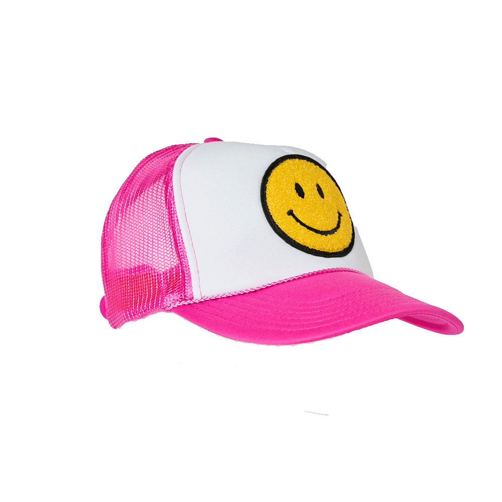 Local Beach Smiley Patch Trucker Hat: Kelly Green